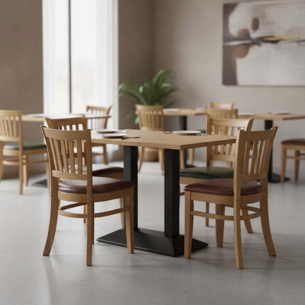 Rubber Wood Dining Table with 4 Chairs 750mm for Home & Dining