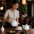 Stoneware White Teapots 450ml for Table Service (Pack of 2)