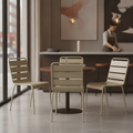 Powder Coated Steel Slatted Side Chairs Taupe 830x470mm for Cafés & Bistros (Pack of 4)