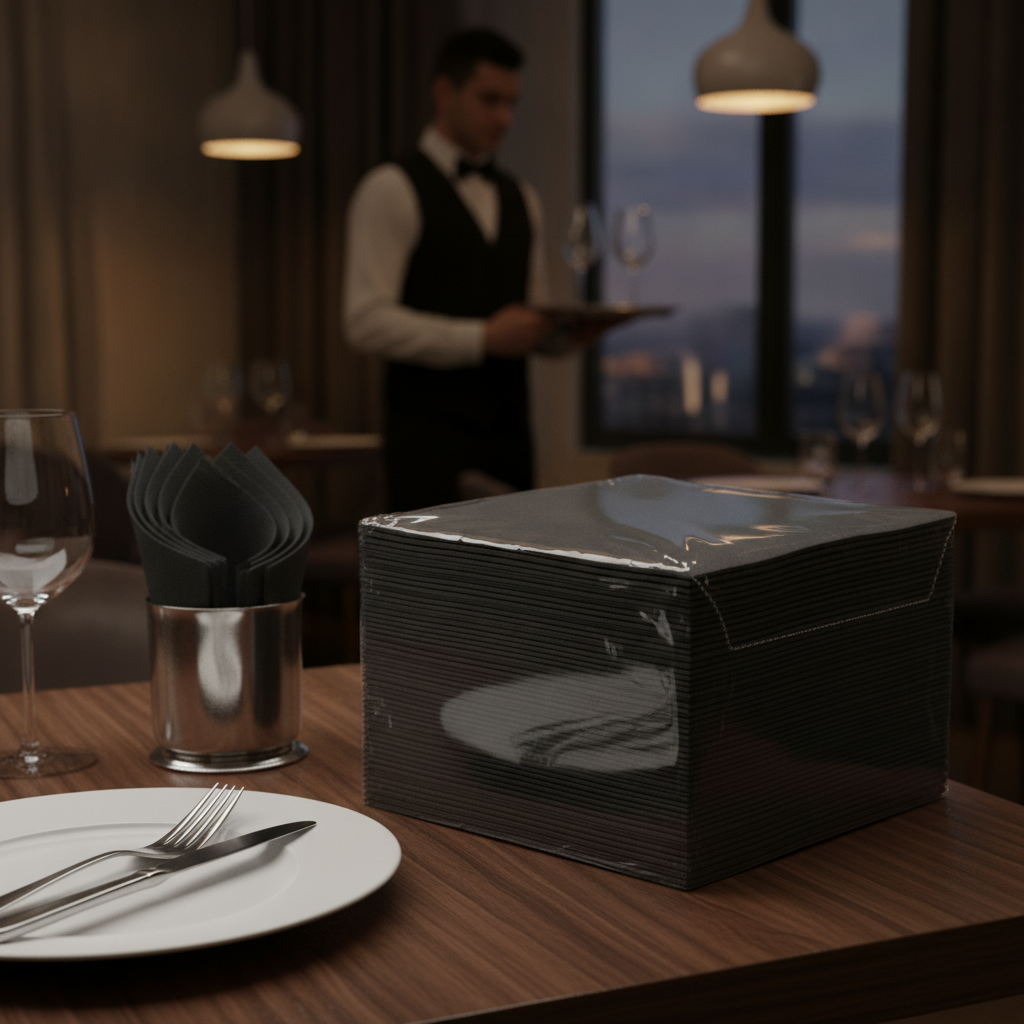 Black Paper Dinner Napkins 40x40cm for Elegant Dining (Pack of 1000)