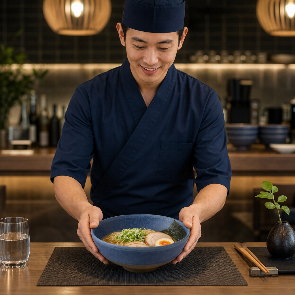 Ramen Bowls 650ml Blue Vitrified Stoneware for Dining (Pack of 6)