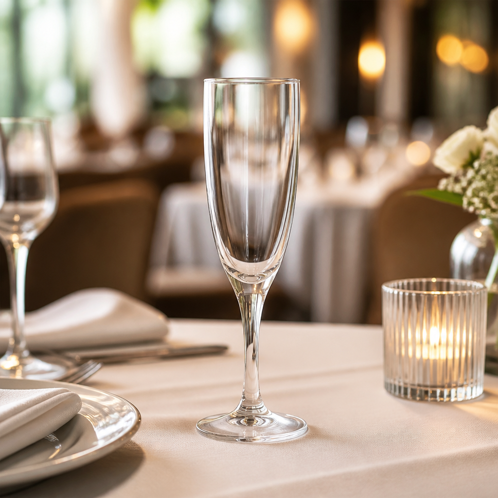 Toughened Glass Champagne Flutes 100ml for Bars & Pubs (Pack of 48)