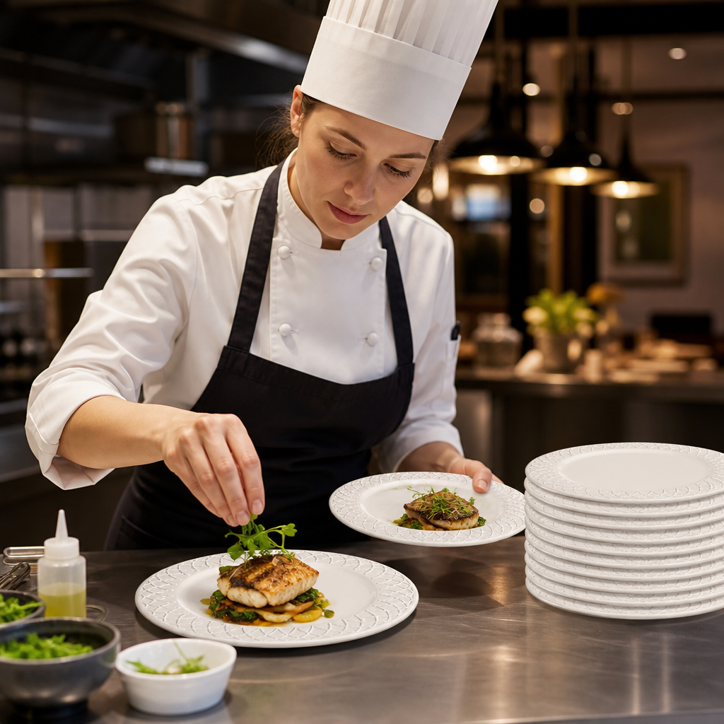 Plates 230mm Porcelain for Professional Catering (Pack of 12)