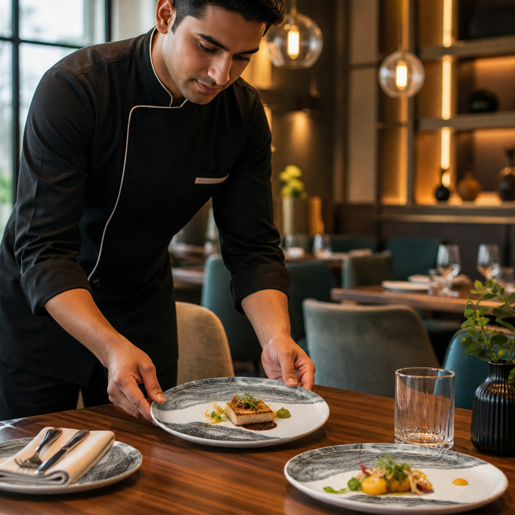 Walled Plates 255mm Black Vitrified Ceramic for Modern Hospitality (Pack of 6)
