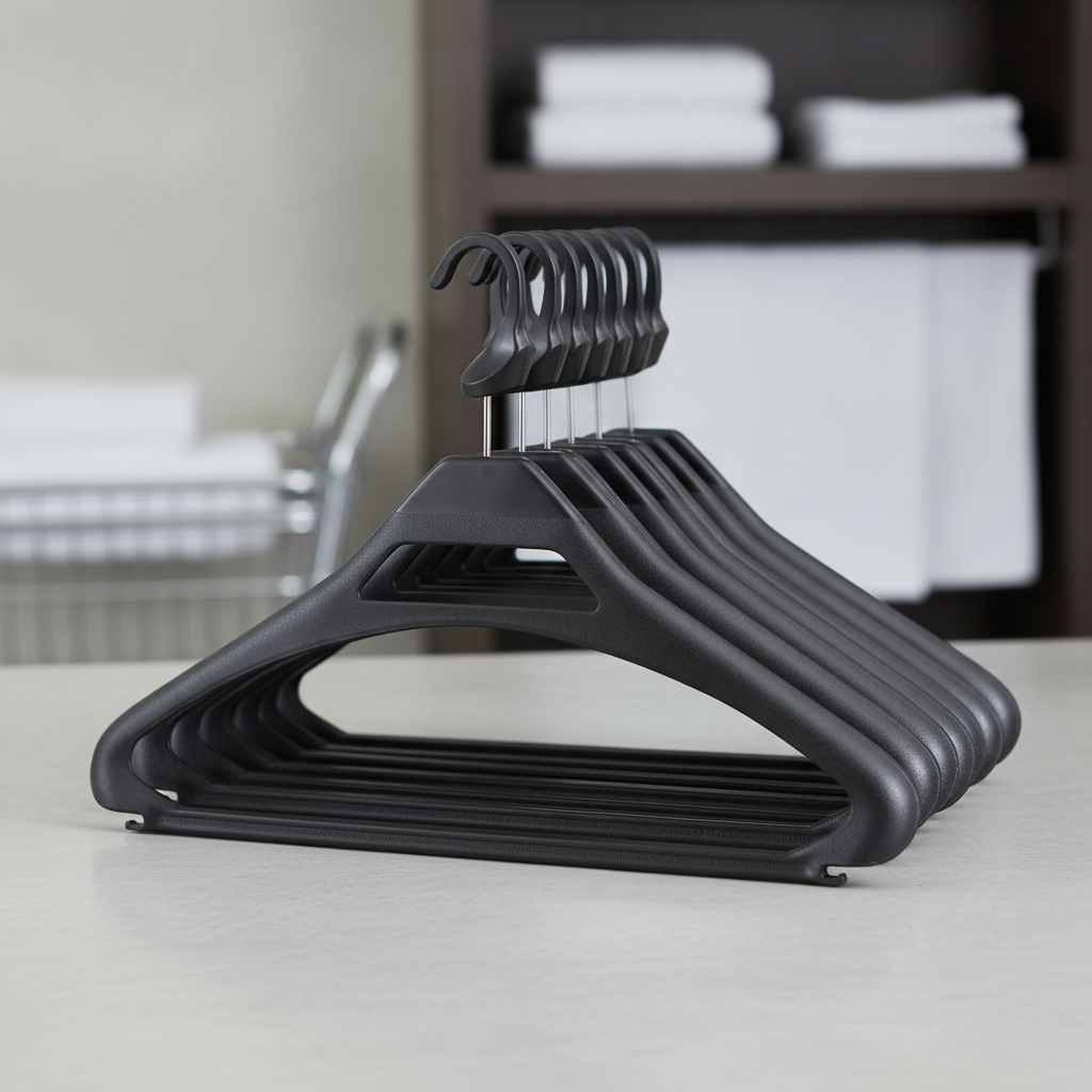 Black Polypropylene Security Hangers for Hotels & Guesthouses (Pack of 100)