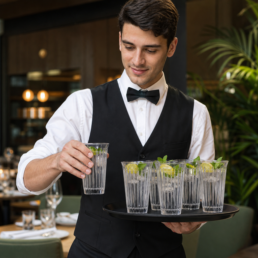 Clear Glass Long Drink Glasses 360ml for Serving Beverages (Pack of 6)