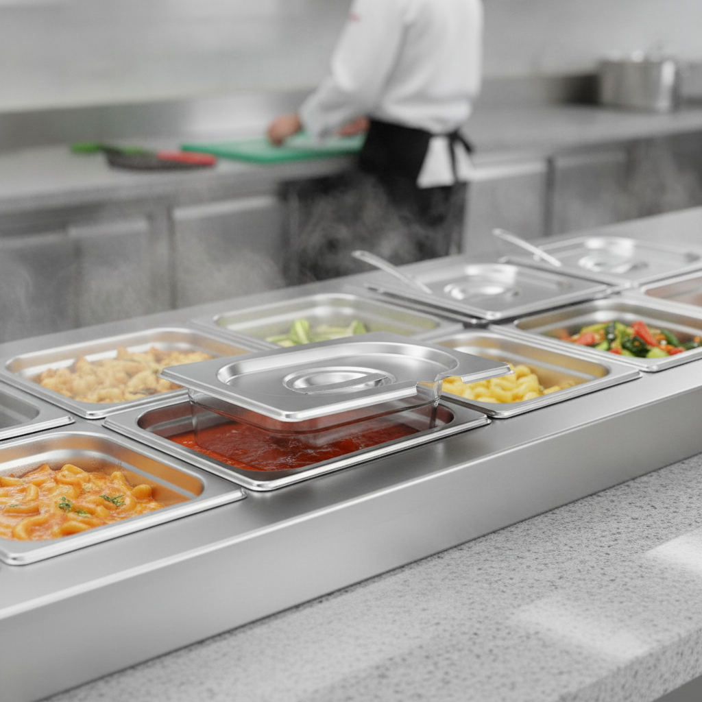 201 Stainless Steel Notched Lid for 1/9 Gastronorm Trays