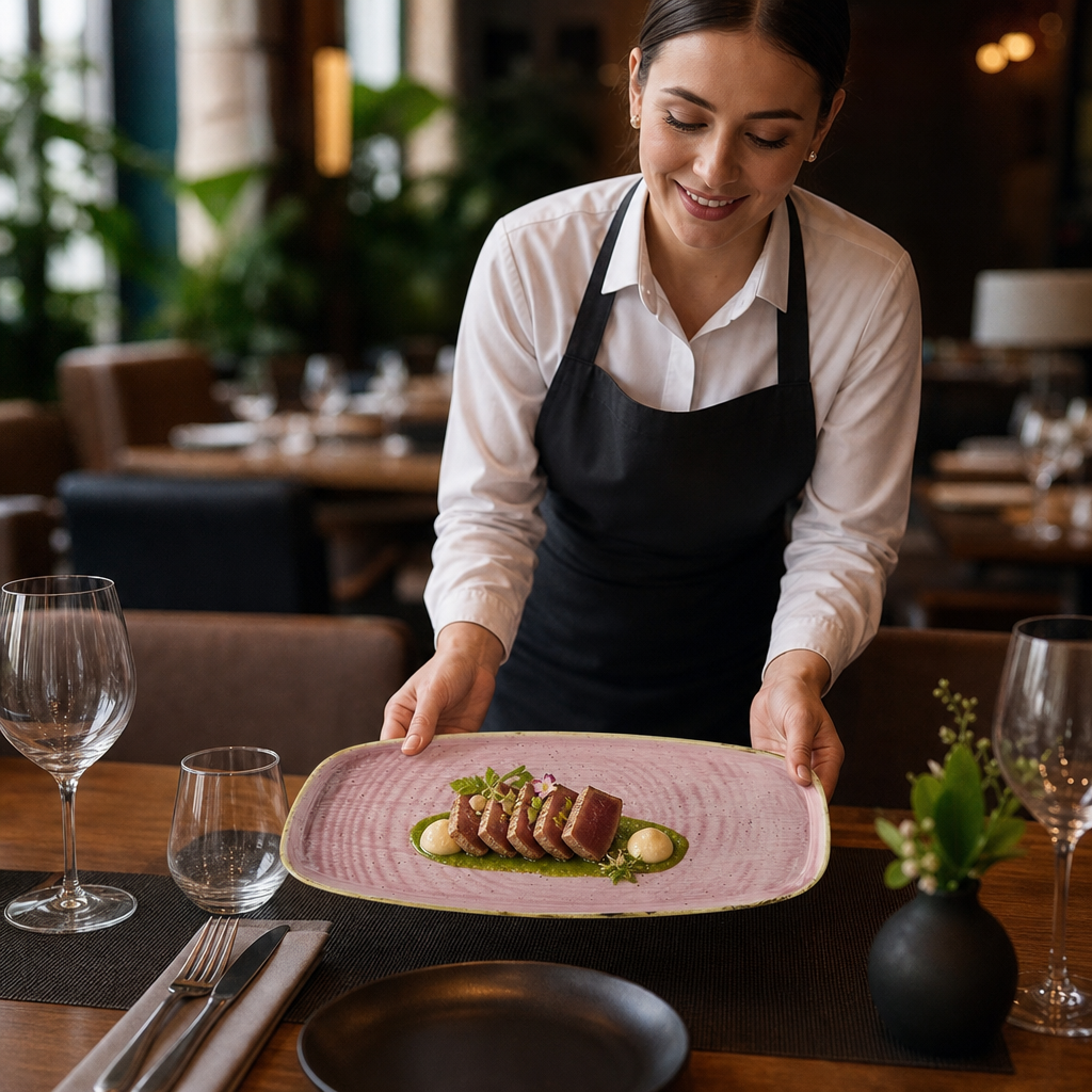 Walled Oblong Plates 350mm Vitrified Ceramic for Dining Tables (Pack of 6)
