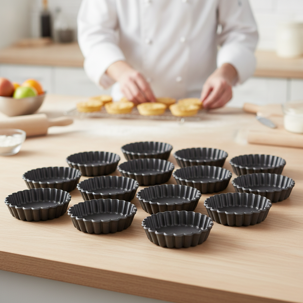 Exoglass Round Fluted Tartlet Mould 90mm for Baking (Pack of 12)