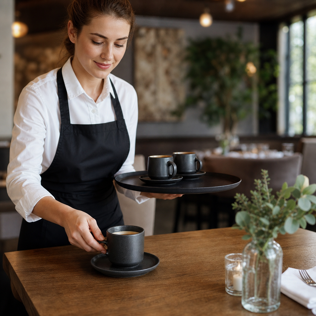 Saucers 120mm Black Stoneware for Tea & Coffee Service (Pack of 6)