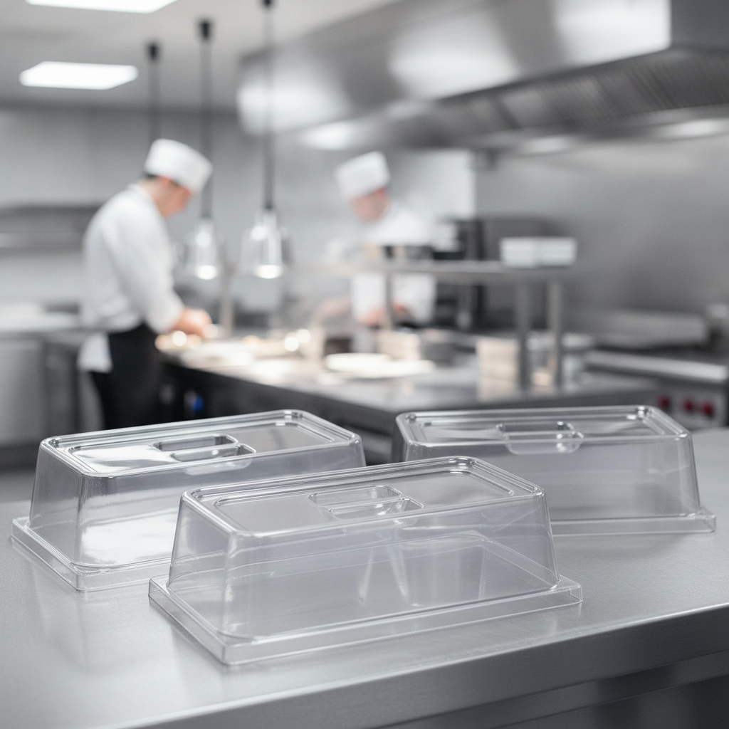Polycarbonate 1/3 GN Platter Cover for Food Service (Pack of 3)