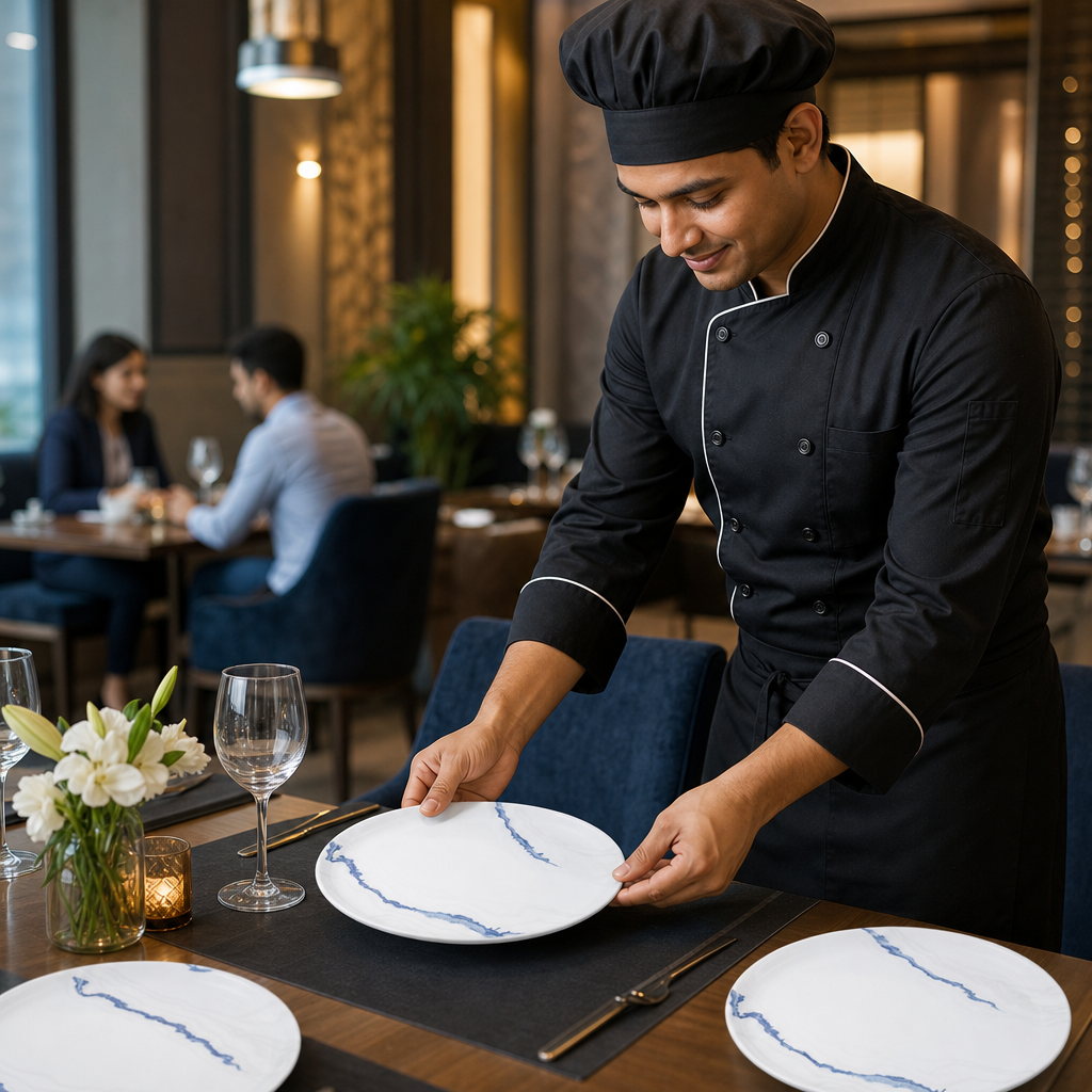 Walled Plates 260mm Blue Vitrified Ceramic for Premium Dining (Pack of 6)