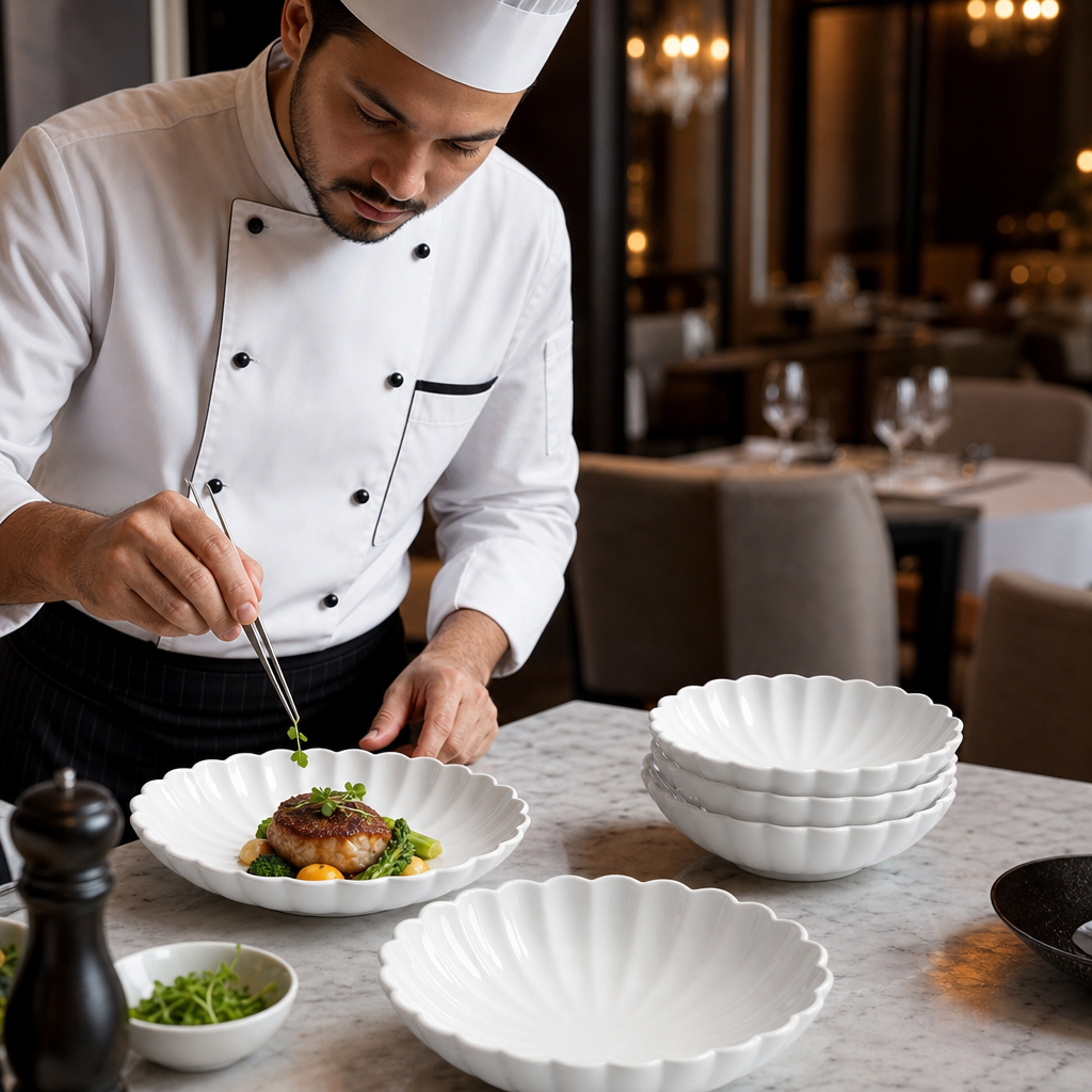 Scalloped Bowls 230mm Porcelain for Dining Experiences (Pack of 6)
