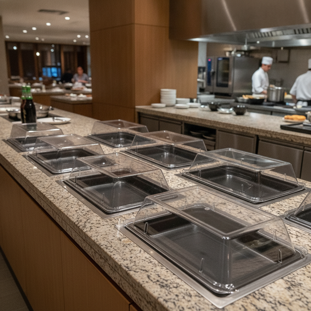 Clear Tritan Rectangular Buffet Covers 145x300mm for Food Displays (Pack of 6)