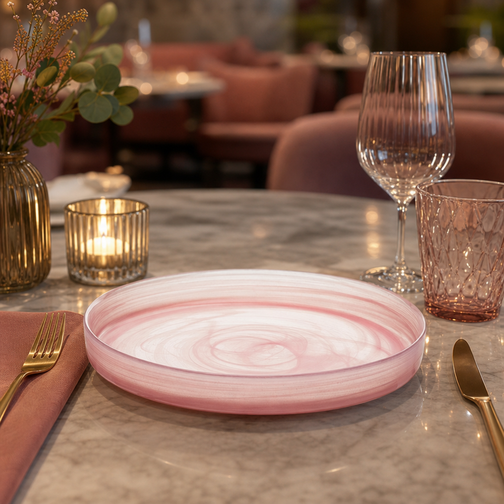 Handmade Plates Alabaster Finish Glass for Elegant Dining (Pack of 6)