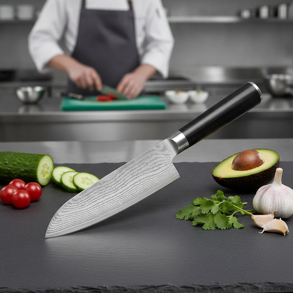 High Carbon Stainless Steel Santoku Knife 16.5cm for Professional Kitchens