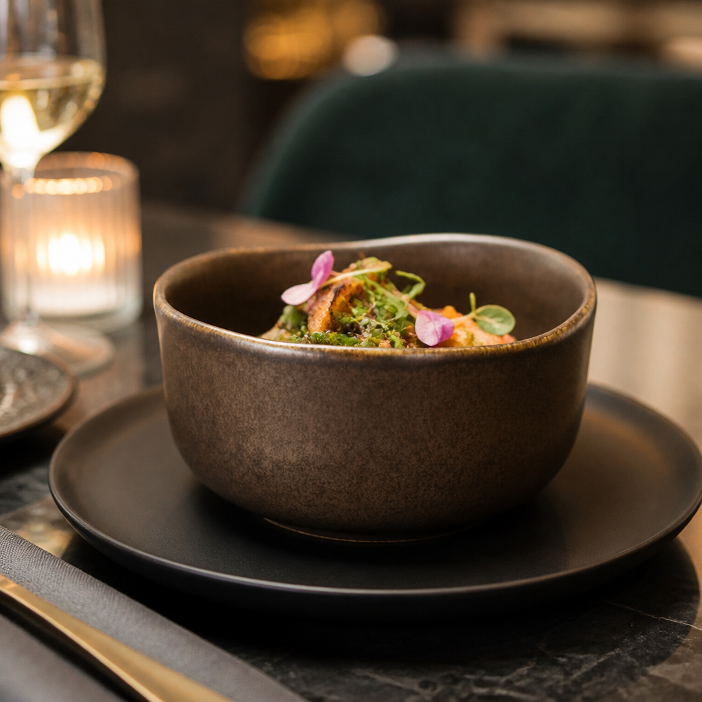 Ochre Stoneware Deep Bowls 170mm for Creative Plating