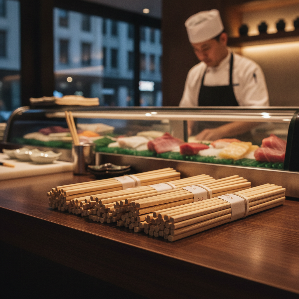 Compostable Chopsticks 210mm for Sushi Serving (Pack of 100)