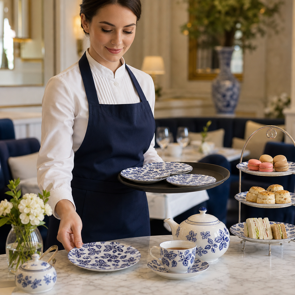 Georgian Saucers Blue Porcelain for Afternoon Tea (Pack of 12)