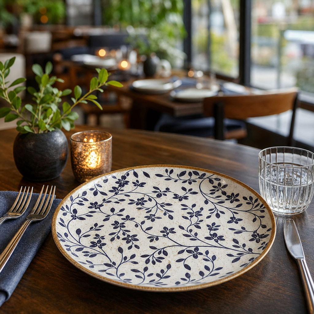 Coupe Plates 252mm Blue Vitrified Ceramic for Restaurants & Cafés (Pack of 12)