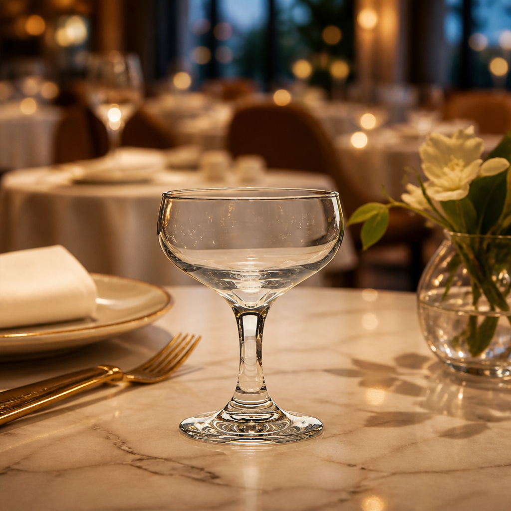Soda Lime Clear Champagne Saucers 160ml for Professional Use (Pack of 12)
