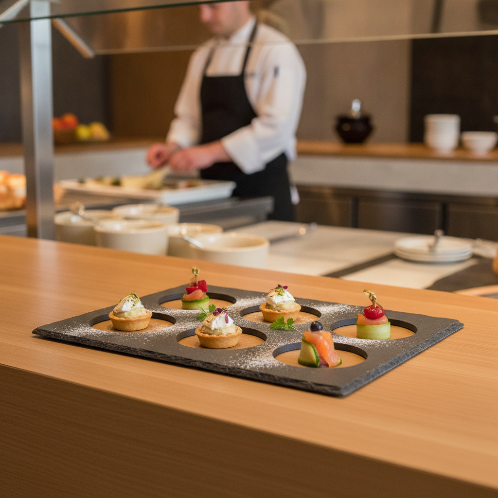 Natural Slate Serving Tray GN 1/2 325x265mm for Buffet Presentations