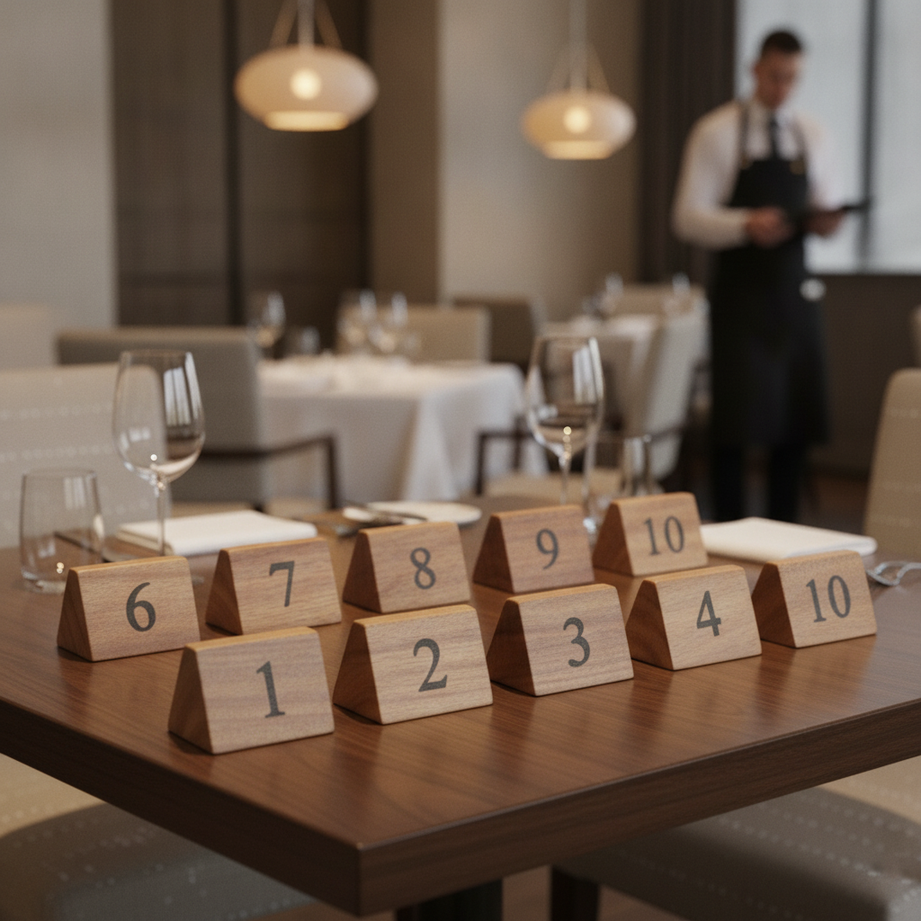 Solid Acacia Wood Table Number Signs for Restaurants (Numbers 1-10)
