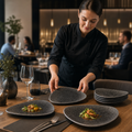 Triangular Plates Black Porcelain for Stylish Dining (Pack of 12)