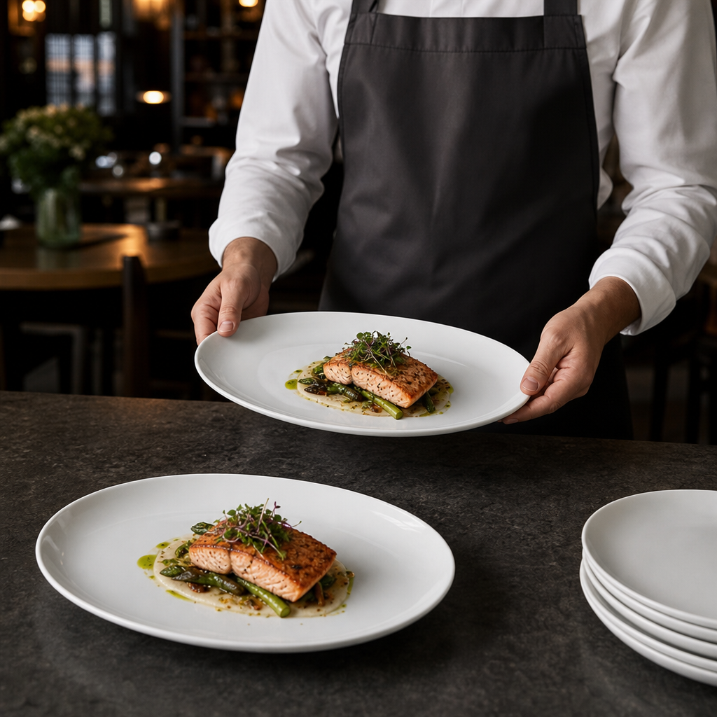 Oval Coupe Plates 305x241mm Porcelain for Restaurants & Cafés (Pack of 6)