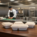 Bagasse 2-Compartment Food Containers 253mm for Food Markets (Pack of 200)