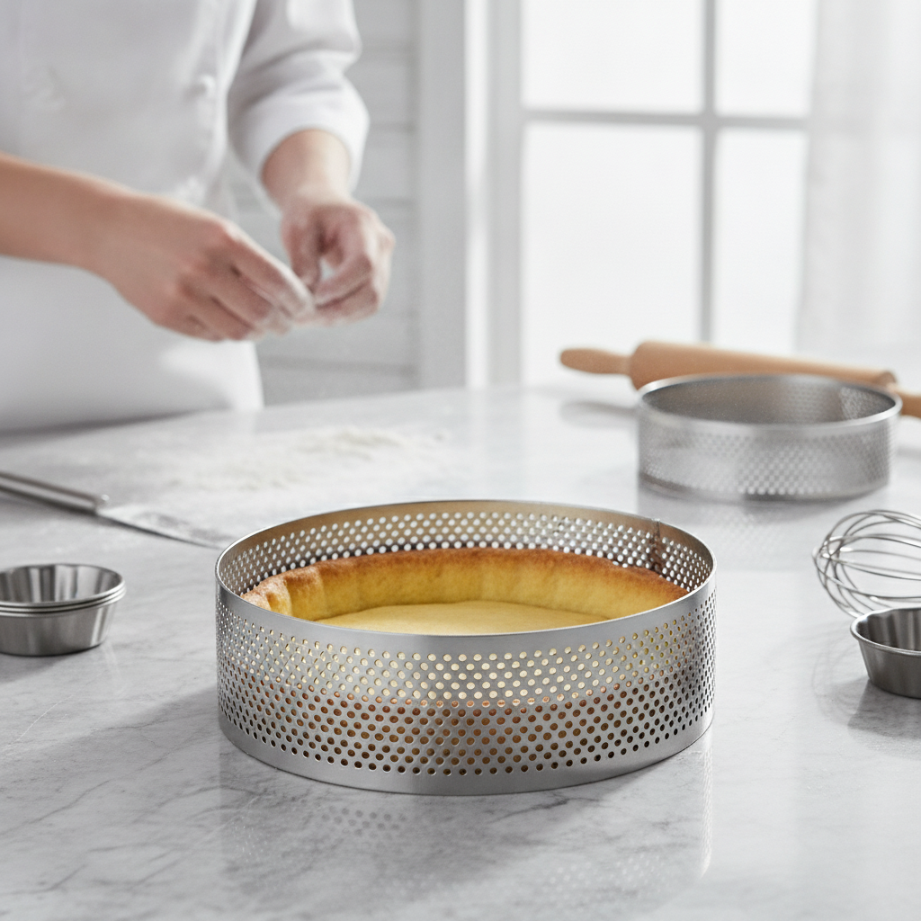 Stainless Steel Round Perforated Cake Ring 100x35mm for Pastry Chefs
