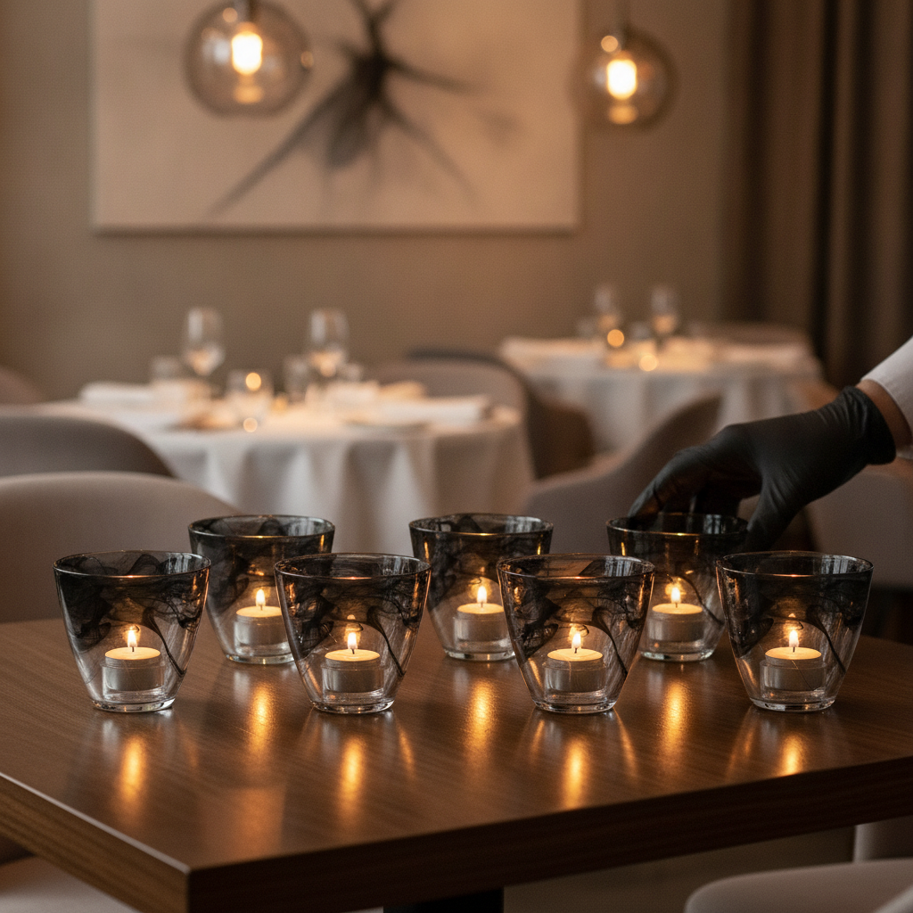 Black Glass Votive 95x89mm for Restaurants & Events (Pack of 6)
