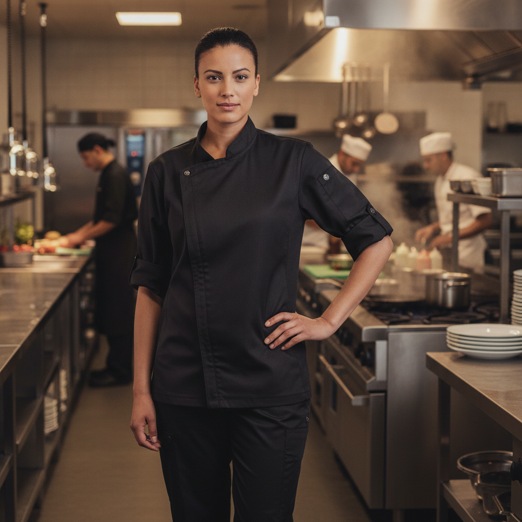 Polycotton Black Chef Jacket for Busy Shifts