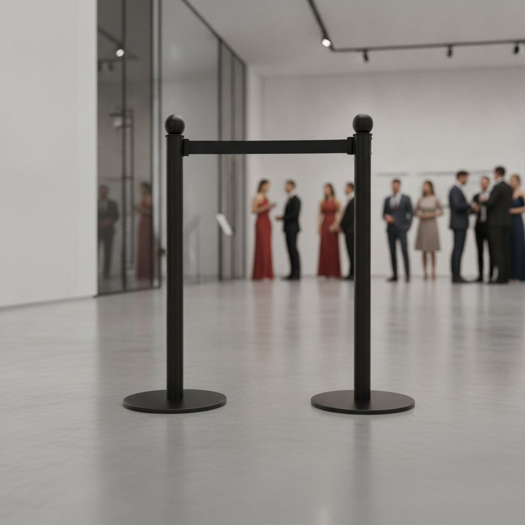 Powder Coated Steel Barrier Posts Black 9kg for Crowd Management (Pack of 2)
