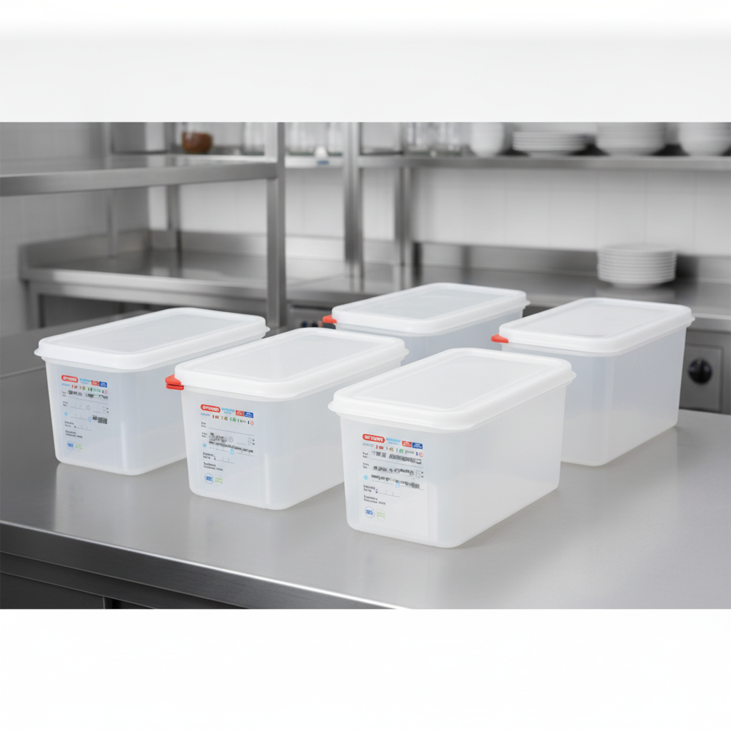 Polypropylene 6L Gastronorm Food Container for Professional Kitchens (Pack of 4)