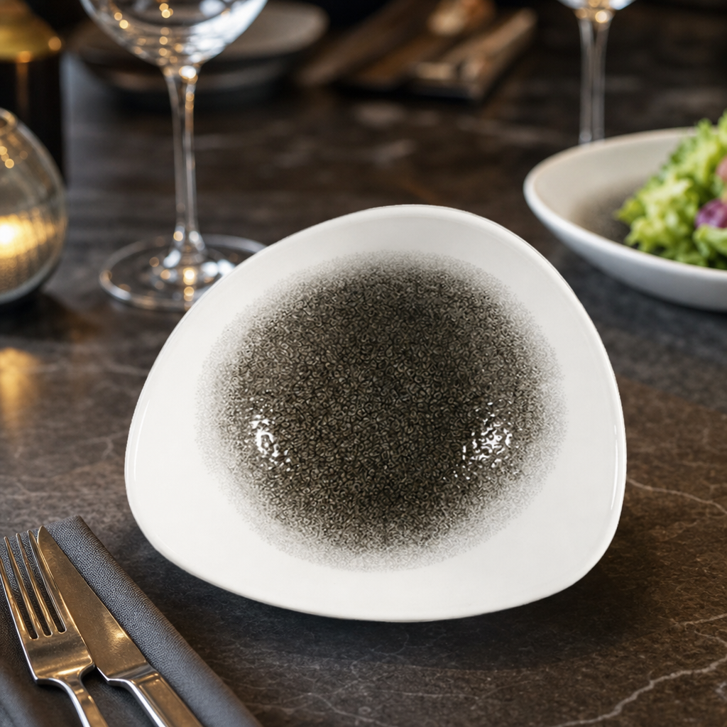 Raku Triangle Bowls in Quartz Black for Elegant Dining