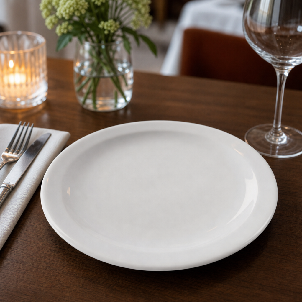 Narrow Rimmed Plates 205mm Porcelain for Restaurants & Cafés (Pack of 12)