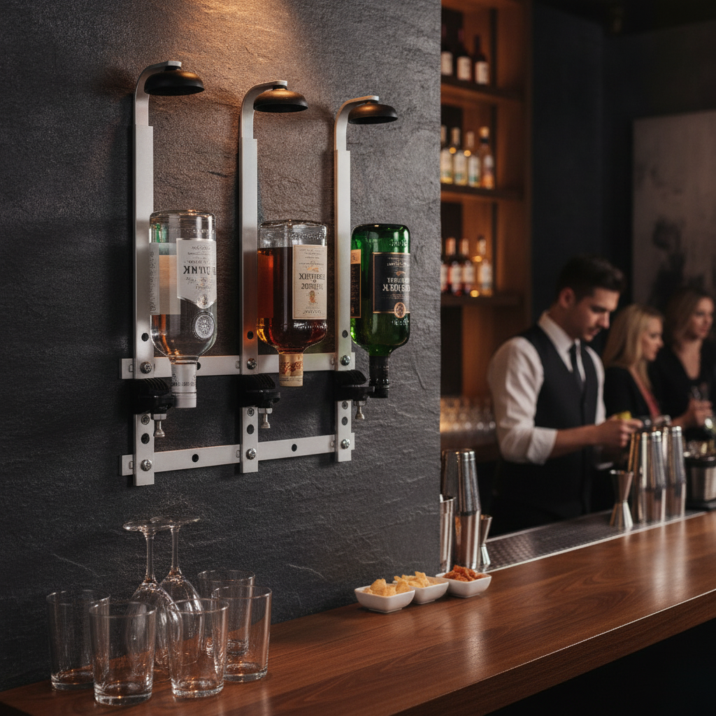 Black & Silver Wall Mounted Bottle Holder 320mm for Bars (Pack of 3)