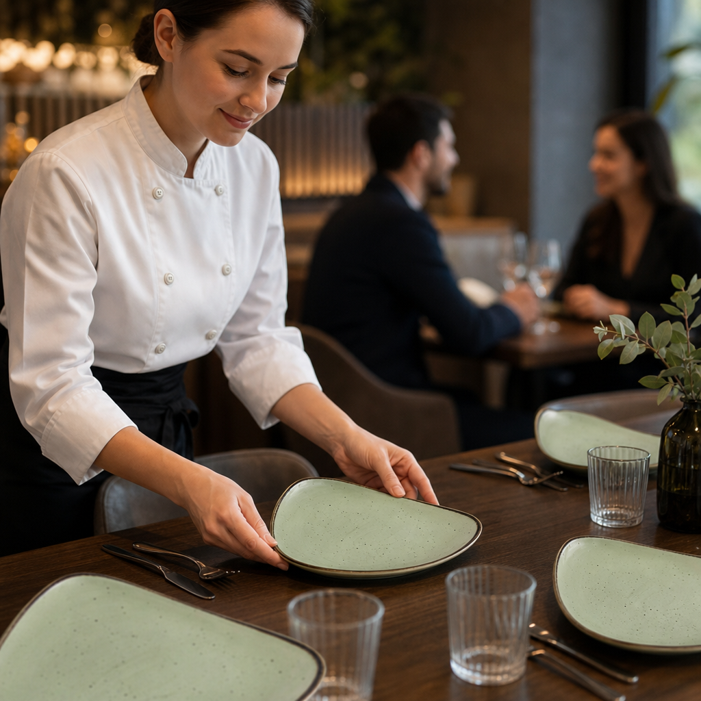 Triangle Plates 265mm Green Vitrified Ceramic for Dining Tables (Pack of 12)