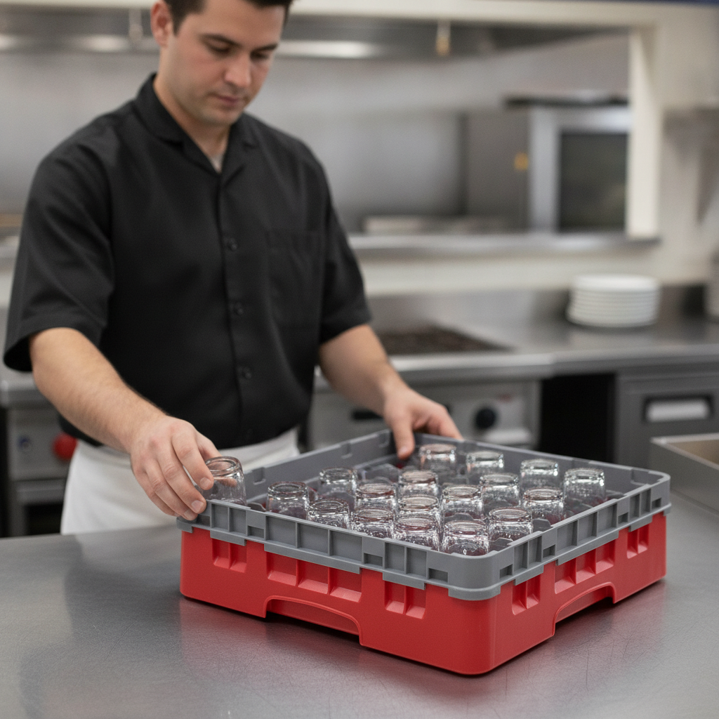 Polypropylene Red Camrack 30 Compartment System for Glassware Transport