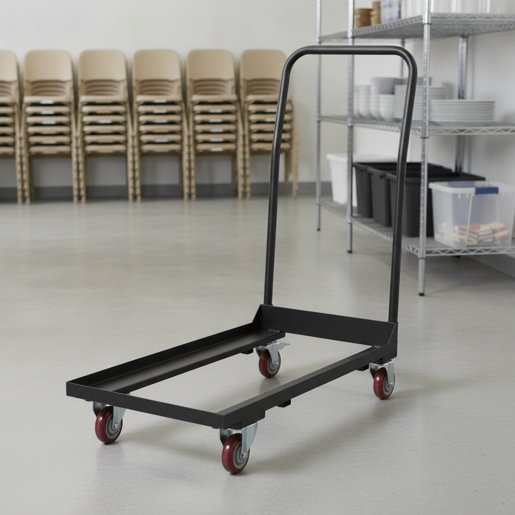 Powder Coated Steel Folding Chair Trolley for Easy Transport