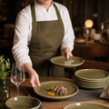 Coupe Plates Olive Green Vitrified Ceramic for Casual Dining (Pack of 12)