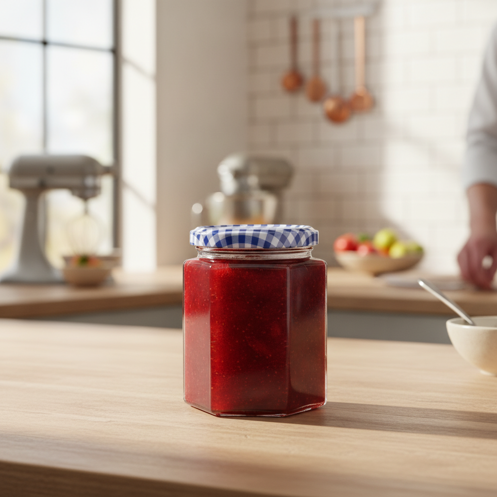 Glass Hexagonal Twist Top Jar 280ml for Storing Preserves