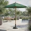 Wooden Green Round Parasol 2.5m for Outdoor Spaces