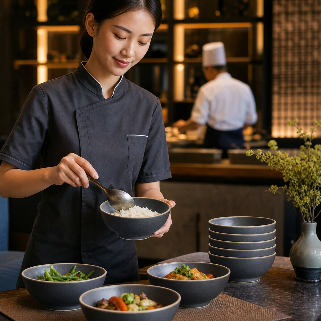 Rice Bowls 178mm Vitrified Stoneware for Professional Use (Pack of 6)