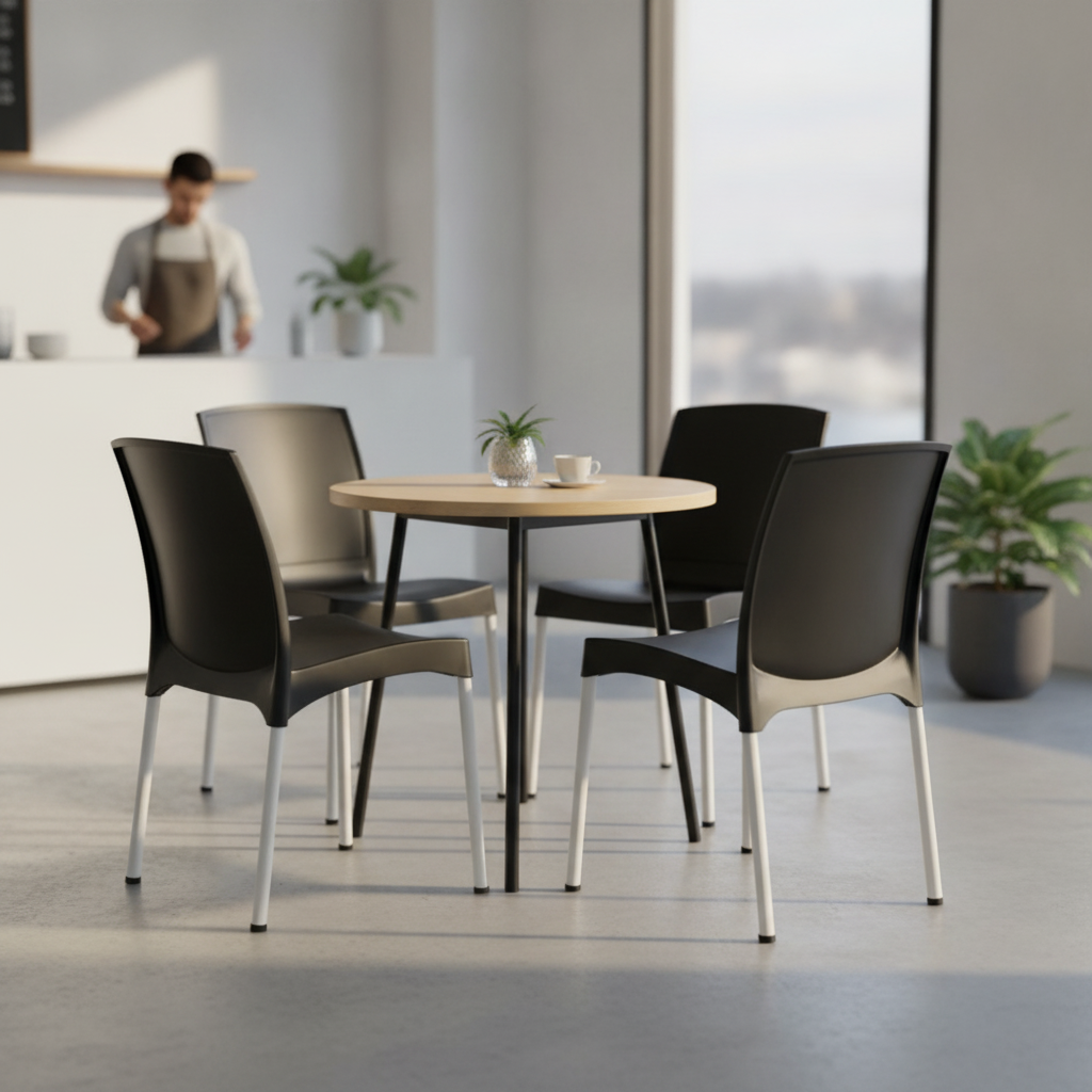 Polypropylene Black Side Chairs 825mm for Cafés & Restaurants (Pack of 4)