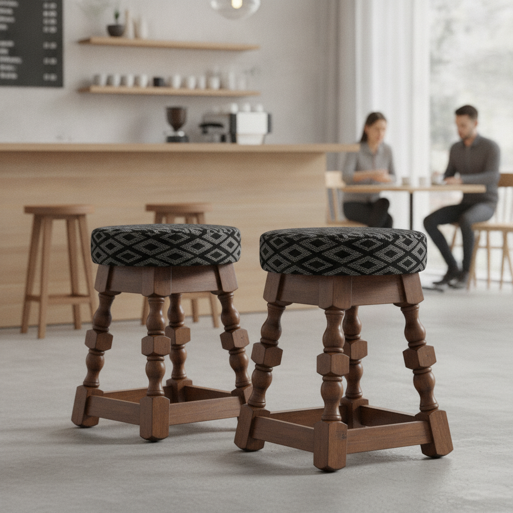 Rubber Wood Low Bar Stools 500mm for Pubs & Cafés (Pack of 2)