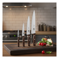 Stainless Steel Chef's Knife Set with Wooden Handles for Home Cooking