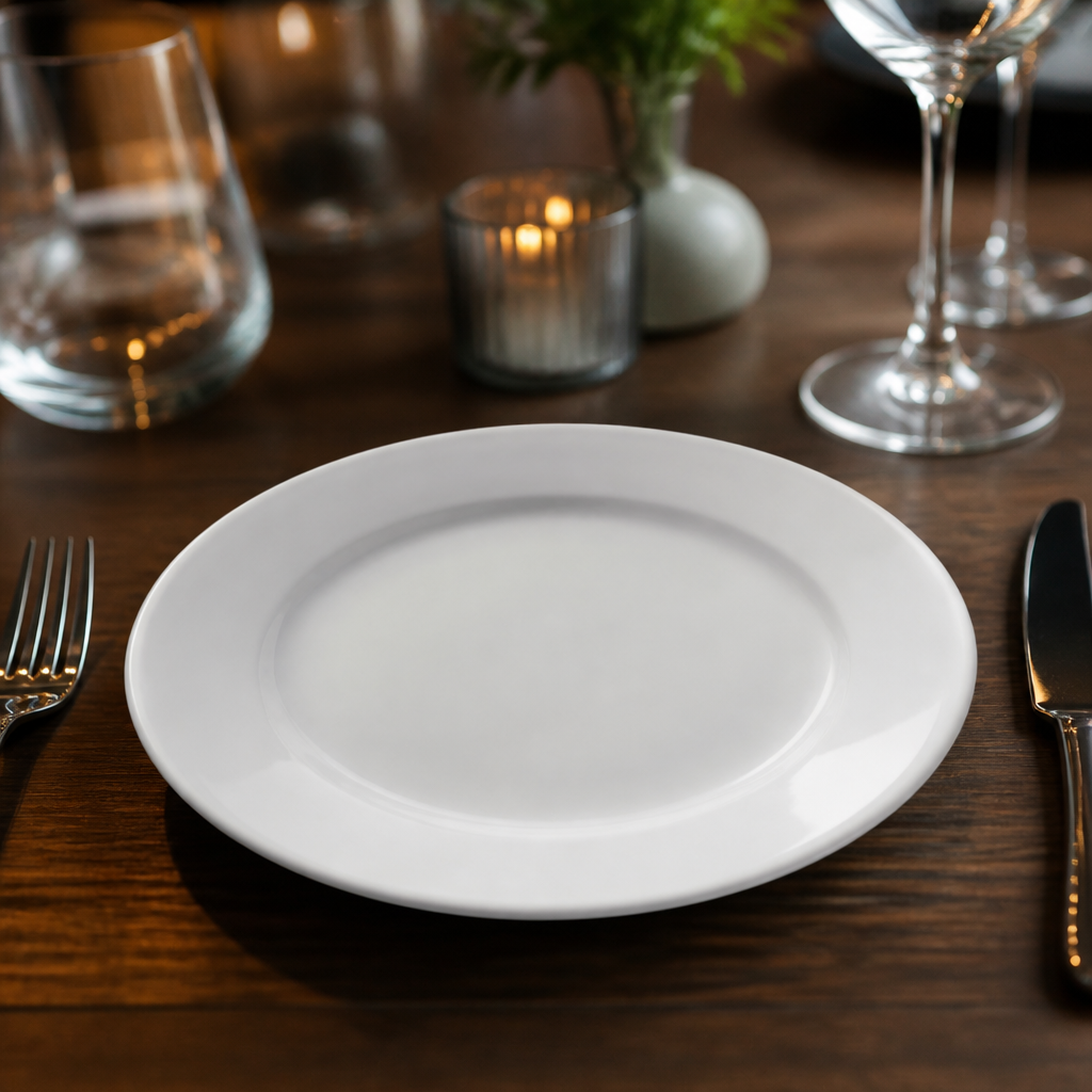 Wide Rimmed Plates 165mm Porcelain for Catering & Hospitality (Pack of 12)