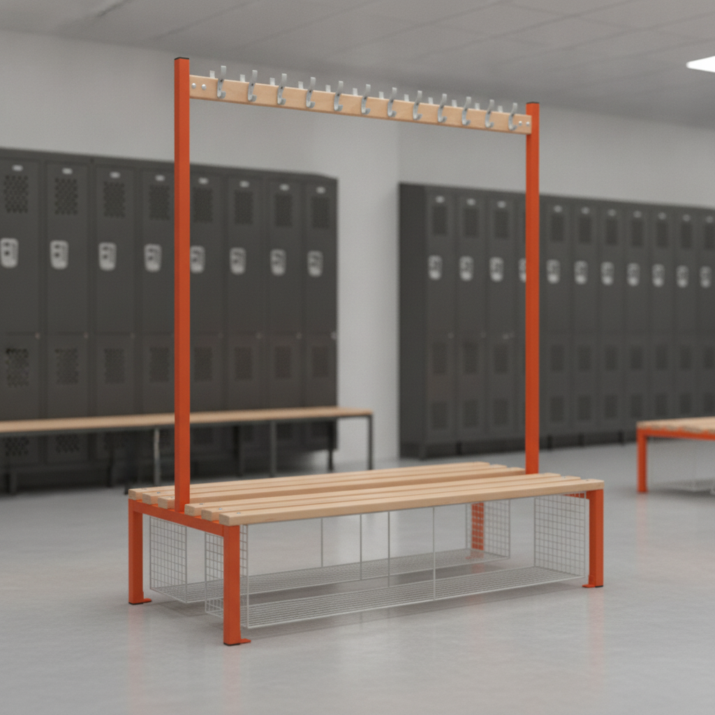 Powder Coated Steel Double-sided Island Seating for Schools & Gyms